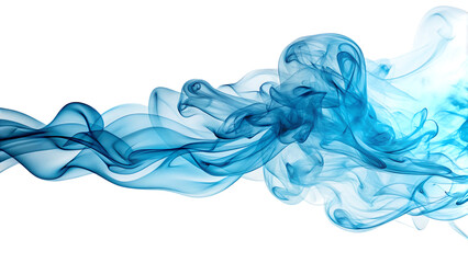 Ethereal wisps of azure smoke, swirling and flowing in dynamic patterns, cutout, PNG, isolated on white or transparent background, AI