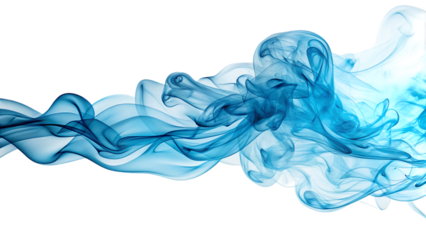 Ethereal wisps of azure smoke, swirling and flowing in dynamic patterns, cutout, PNG, isolated on white or transparent background, AI