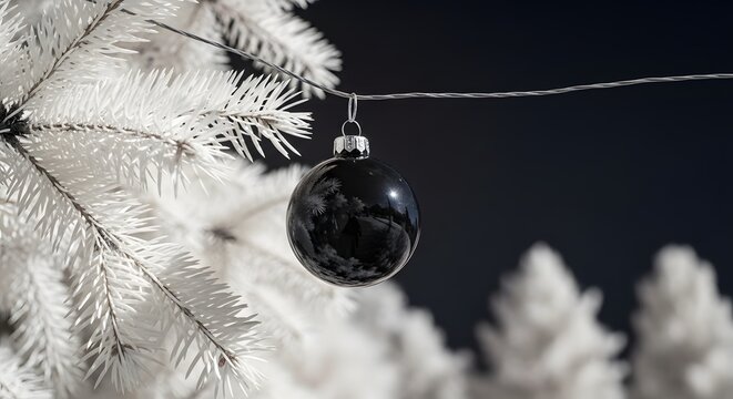 Infrared photography of christmas ornaments on white pine