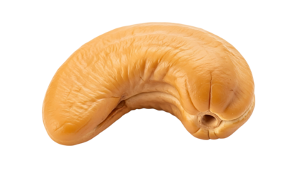 Single roasted cashew nut isolated on transparent background for healthy snack or ingredient concept