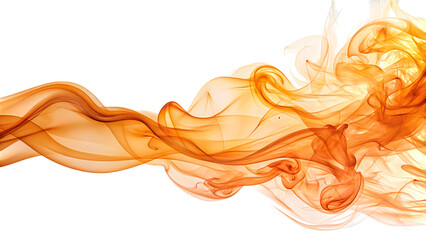 Ethereal wispy trails of sunset orange smoke, flowing and swirling, cutout, PNG, isolated on white or transparent background, AI