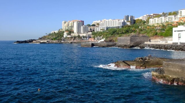 Funchal, Madeira, coastline near Lido, Madeira Island, Portugal