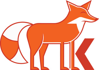 Stylized orange fox logo with minimalist design and abstract shape