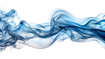 Ethereal wispy trails of steel blue and icy white smoke, swirling, cutout, PNG, isolated on white or transparent background, AI