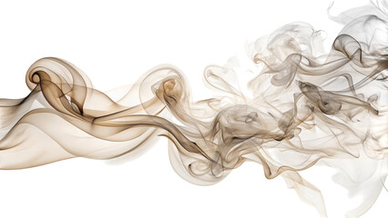 Ethereal wisps of beige and gray smoke, swirling and flowing, cutout, PNG, isolated on white or transparent background, AI