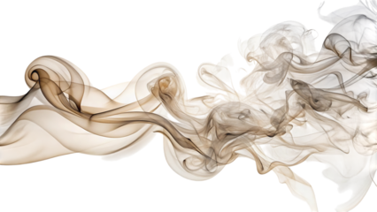 Ethereal wisps of beige and gray smoke, swirling and flowing, cutout, PNG, isolated on white or transparent background, AI