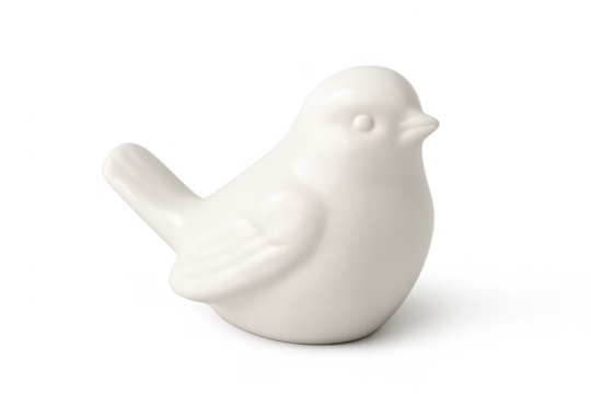 White ceramic bird figurine decoration looking right