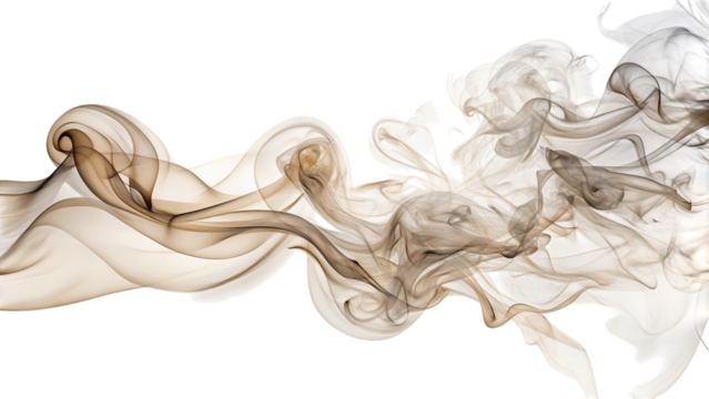 Ethereal wisps of beige and gray smoke, swirling and flowing, cutout, PNG, isolated on white or transparent background, AI