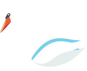 Stylized white swan illustration on a teal background, elegant curve