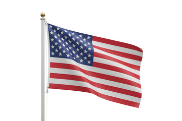 Obraz premium Majestic American flag proudly waving on a flagpole symbolizing freedom, patriotism, and national pride for any project.