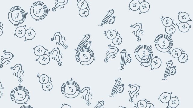 Seamless pattern of business, financial, and question mark icons