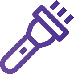 Purple Outline Icon of a Modern Flashlight Torch with a Transparent Background Suitable for Design Projects and Illustrations