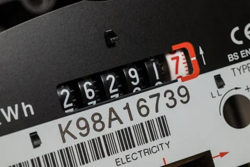 London, UK, November 24th 2025:A close-up of a domestic electric meter and counter dials. Concept for energy, heating bills, electricity, measurement and meter reading.  © Alex Yeung