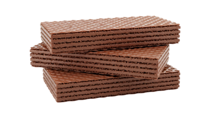 Stack of Chocolate Wafers, with Textured Layers and Grid Pattern, isolated on transparent background. PNG