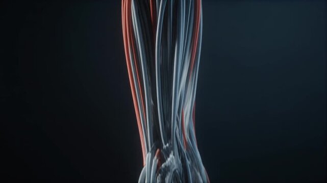 Cinematic drifting camera along the length of a tendon video