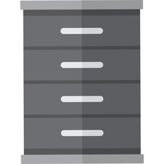Obraz premium Simple Flat Design Icon of a Gray Four Drawer Cabinet With Horizontal Handles on a Transparent Background