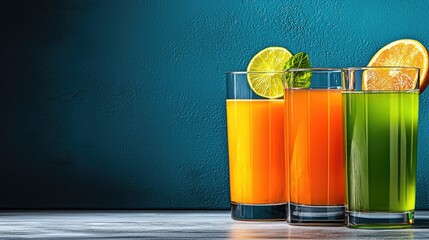 Refreshing fruit juice assortment perfect for a healthy lifestyle and vibrant summer marketing campaign