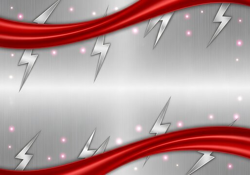 Dynamic energy backdrop with lightning bolts and scarlet flowing bands - Powered by Adobe