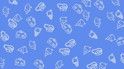Camping and summer icons pattern design on blue background - Powered by Adobe
