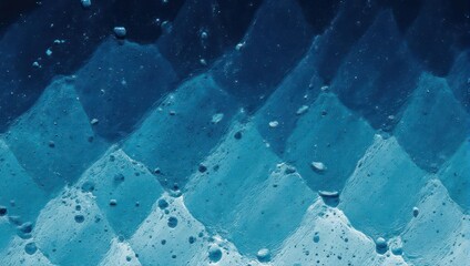 Abstract macro of blue-toned diamond pattern, geometric shapes with textures, soft and hard light