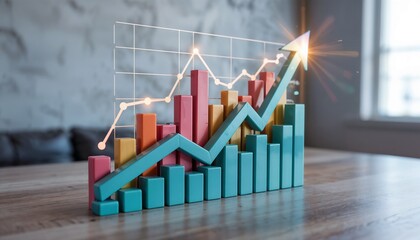 Dynamic graph illustrating upward trends in e-commerce deals with vibrant colors and clean background