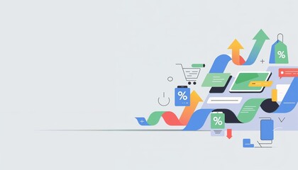 Colorful e-commerce infographic design with arrows and icons for Cyber Monday promotions with ample copy space 