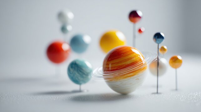 Conceptual depiction of planetary models on a minimal background surface