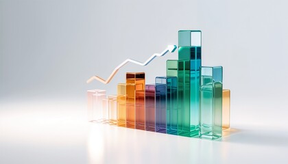 Vibrant bar graph depicting fluctuating sales trends with clean background and spacious layout