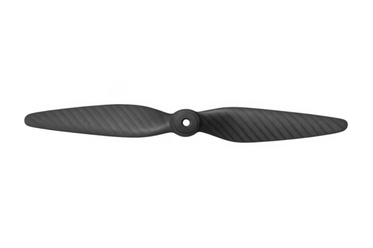 Drone propeller made of carbon fiber on transparent background