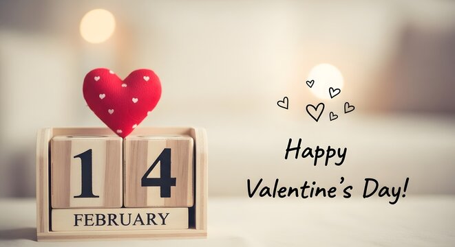 Valentine s day still life with calendar and heart decoration