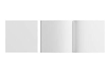 Square Magazine White Blank 3D Rendering Transparent Mockup PNG
