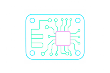 Circuit board microchip neon icon vector
