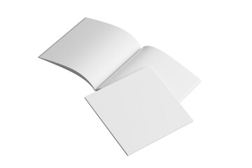 Square Magazine White Blank 3D Rendering Transparent Mockup PNG