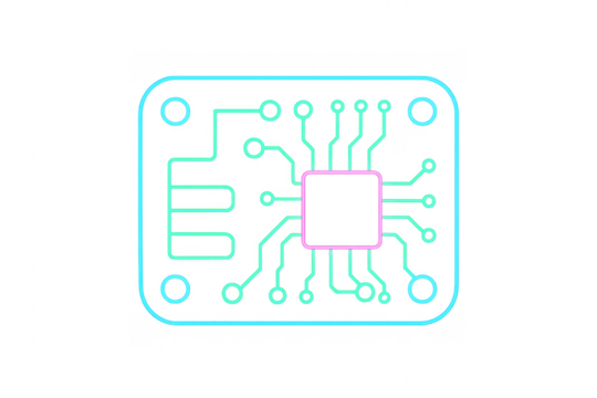 Circuit board microchip neon icon vector