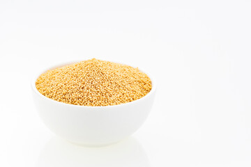 Amaranthus - Organic amaranth seeds in a white bowl