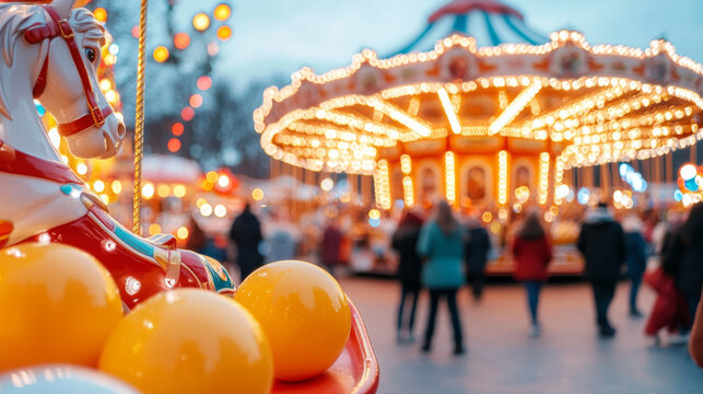 Enchanting nighttime carousel radiates vintage charm with stunning illumination