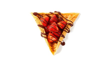 crepe filled with chocolate and strawberry isolated in white background