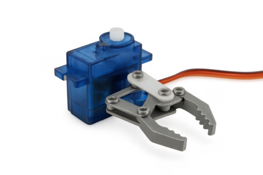 Servo motor with robotic gripper claw for automation