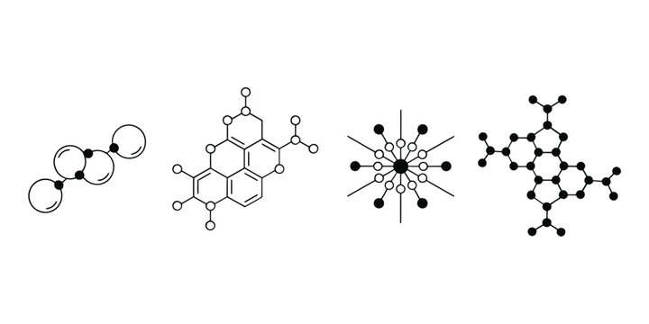 Diverse molecular structures and geometric patterns in scientific illustration