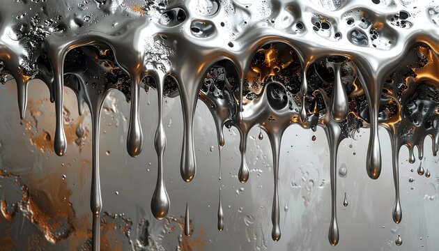 metal dripping down, organic shapes, hyperrealism 