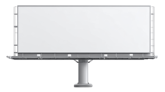 Large blank outdoor billboard mockup for advertising, marketing promotion, brand messaging display and commercial signage presentation template on white background