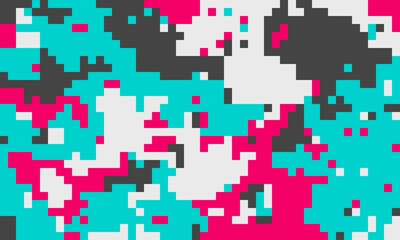 Abstract pixel art background. Vibrant teal, pink, white, and gray blocks create a dynamic, energetic design. Perfect for websites, presentations, or digital art projects.