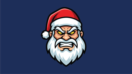 Angry Santa Claus head mascot logo design illustration.