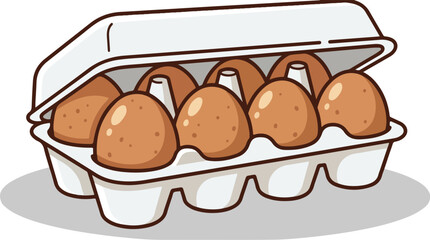 Fresh brown eggs neatly arranged in a white carton ready for cooking or baking.
