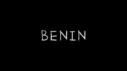 Benin country name stop motion animation on black background