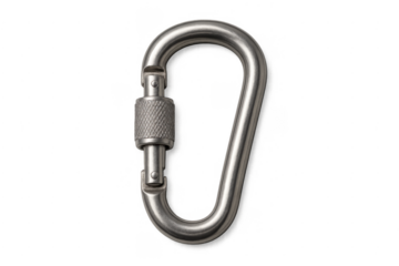 Metal screw lock carabiner for climbing safety equipment