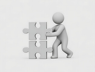 Person solving two piece jigsaw puzzle game