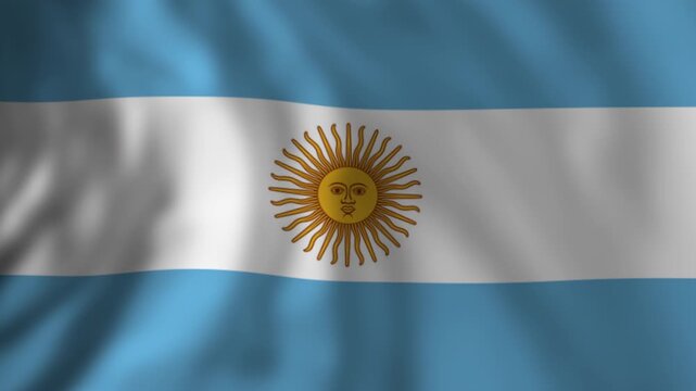 Argentinian flag waving majestically in the wind