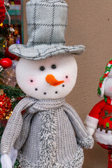 cute Christmas snowman at vertical composition