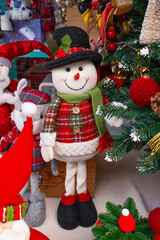 cute Christmas snowman at vertical composition
